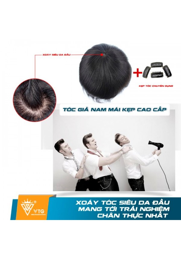 Tóc Giả Dạng Kẹp Che Hói Đầu Nam - VTG D02